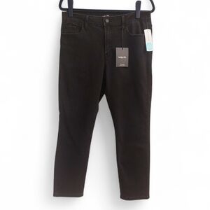 INDIGO SIX Black Mid Rise Super Stretch Five Pocket Skinny Jeans